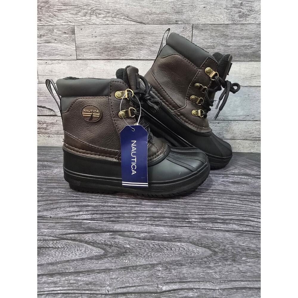 Nautica Yarmuk Kids Duck Boots Size 13 NWT Waterproof Winter Snow Brown Black